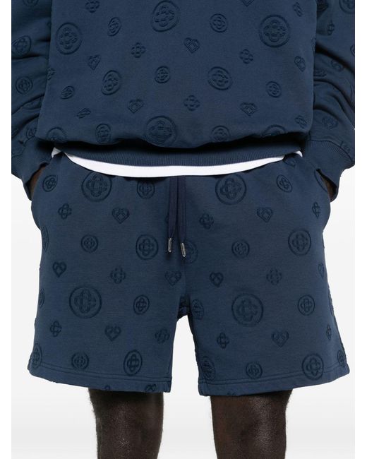 Casablanca Blue Monogram Drawstring Shorts for men