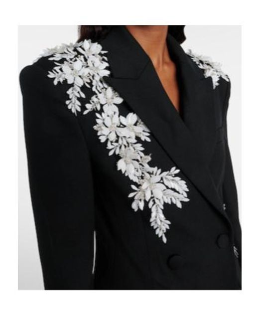 Rebecca Vallance Black Danna Floral-Appliqué Blazer