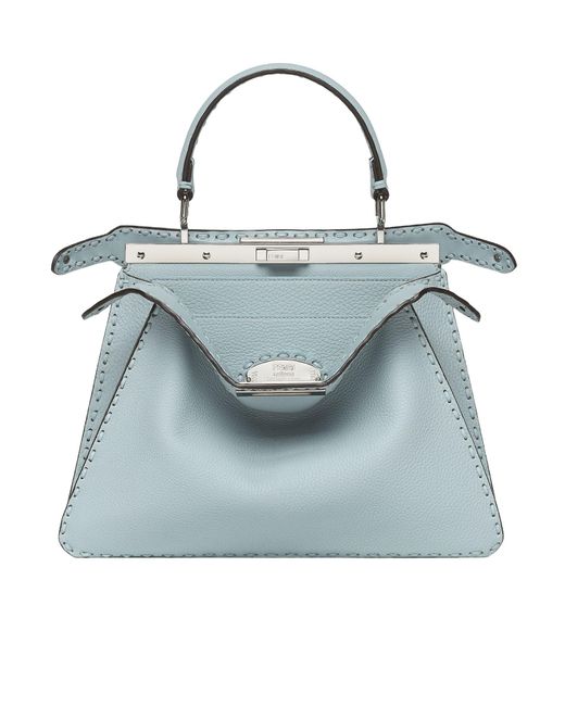 Fendi Blue Peekaboo Medium Top Handle Bag