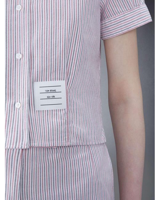 Thom Browne Blue Rwb Striped Logo Patch Shirt