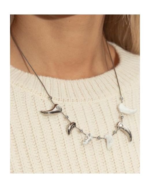 Marni White Claw-Pendant Necklace