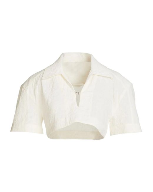Jacquemus White Solid-Color Cropped Top