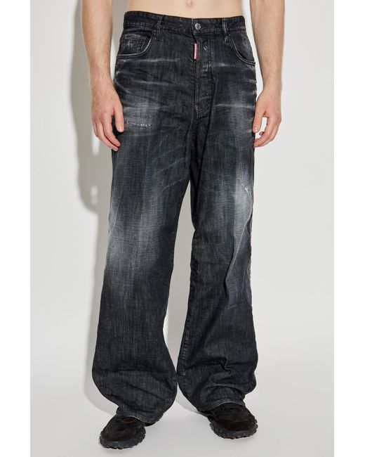DSquared² Gray Distressed Loose-Fit Jeans for men