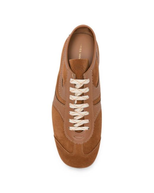 Dries Van Noten Brown Lace-Up Low-Top Sneakers for men