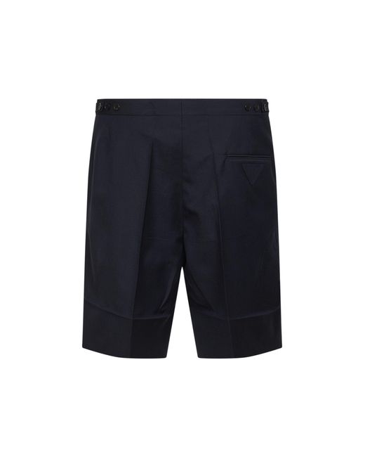 Prada Blue Pleated Mohair Shorts for men