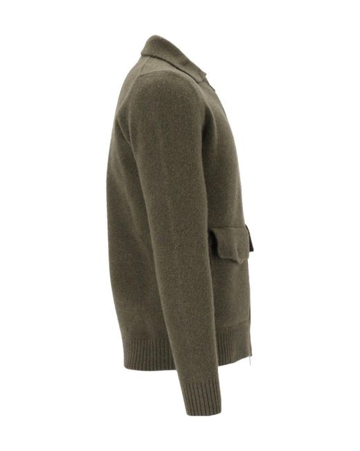 Al Duca D'aosta Green Long-Sleeve Cardigan for men