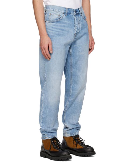 Carhartt Blue Newel Logo-Patch Straight-Leg Jeans for men