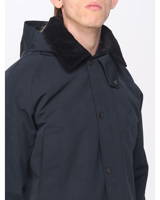 Barbour Blue Button-Up Hooded Jacket for men