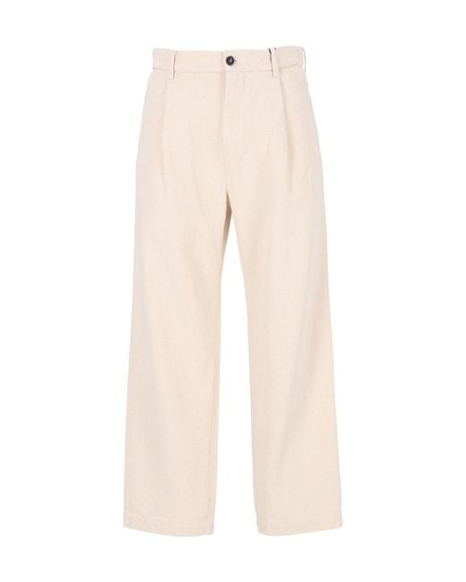Barena Natural Mazengo Cropped Pleated Pants for men