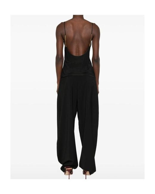 Saint Laurent Black V-Neck Chain-Link Top
