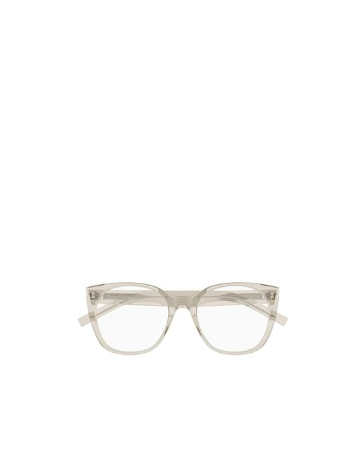 Saint Laurent White Eyewear Square Frame Glasses