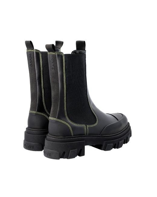 Ganni Black Round-Headed Short Boots