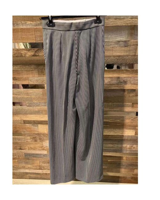 Max Mara Gray Stripe-Pattern Trousers