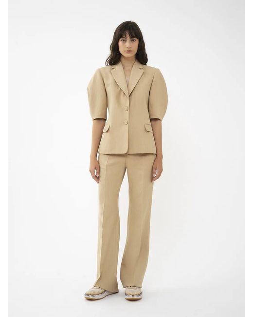 Chloé Natural Chloé High-Waist Tailored Trousers