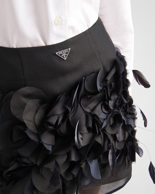 Prada Black Logo Plaque Straight Hem Skirt