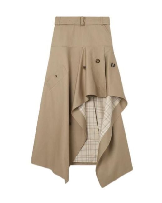 Burberry Natural Gabardine Asymmetric Trench Skirt