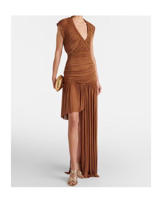 Christopher Esber Brown Theron Draped Ruched Gown