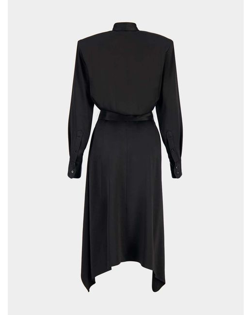 Stella McCartney Black Asymmetric Tie Neck Midi Dress