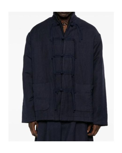 Uma Wang Blue Knotted-Front Jacket for men