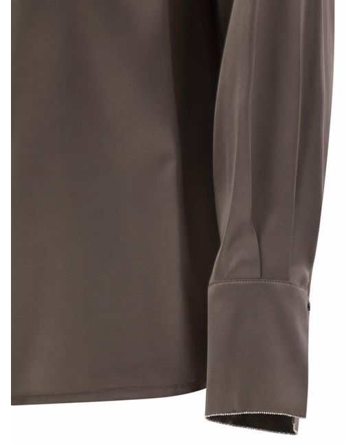 Peserico Brown Long-Sleeve Button-Up Shirt