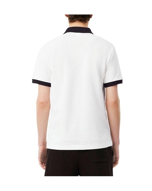 Lacoste White Color-Blocking Polo Shirt for men