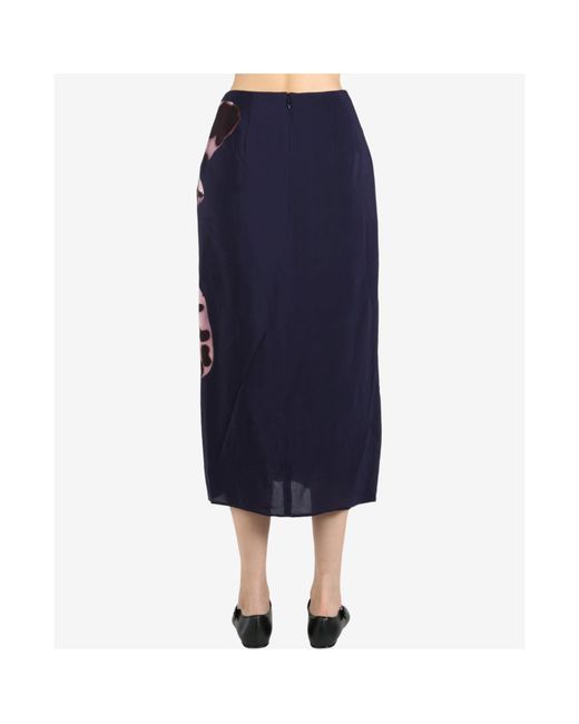 Dries Van Noten Blue Draped Flared Skirt