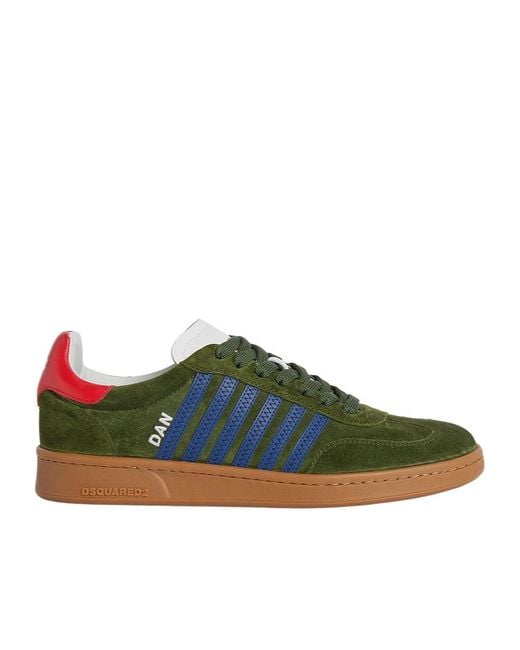 DSquared² Green Stripe Pattern Low-Top Sneakers for men