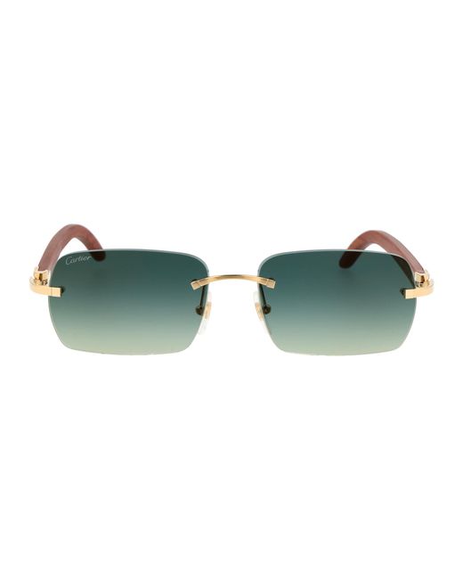 Cartier Green Rectangular Frame Sunglasses for men