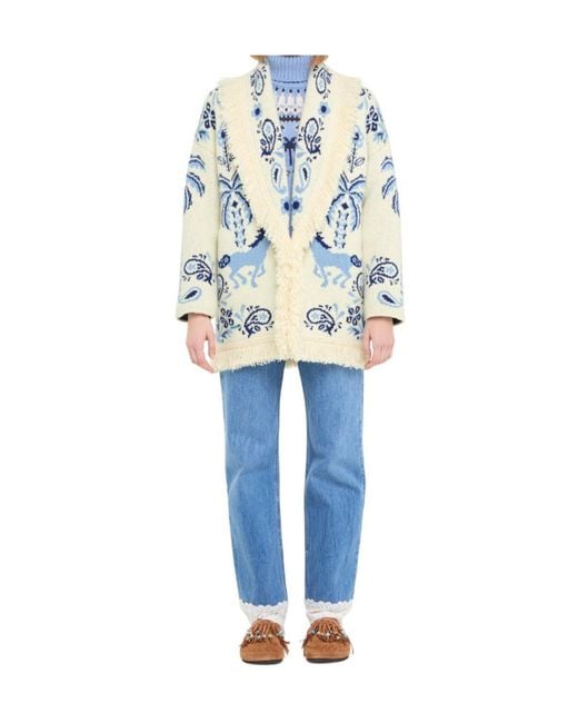 Alanui Blue Island Roots Foulard Cardigan