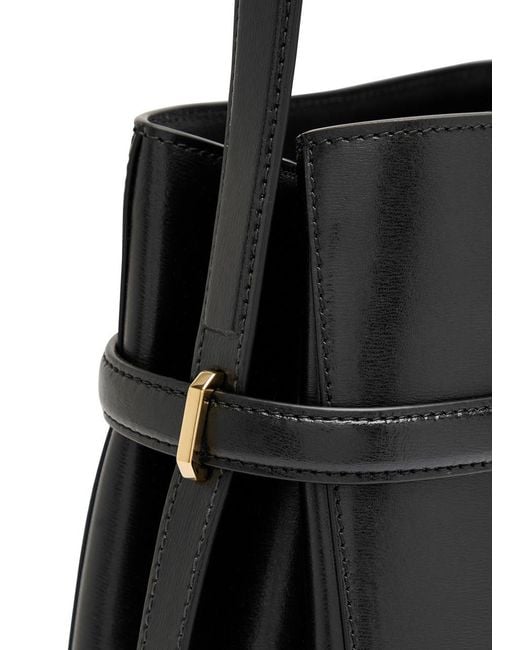 Totême Black Logo Leather Bucket Bag