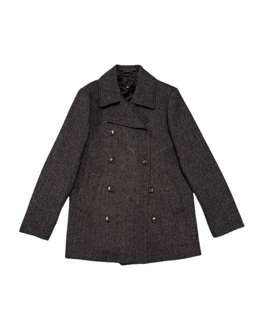 Nili Lotan Gray Double-Breasted Coat