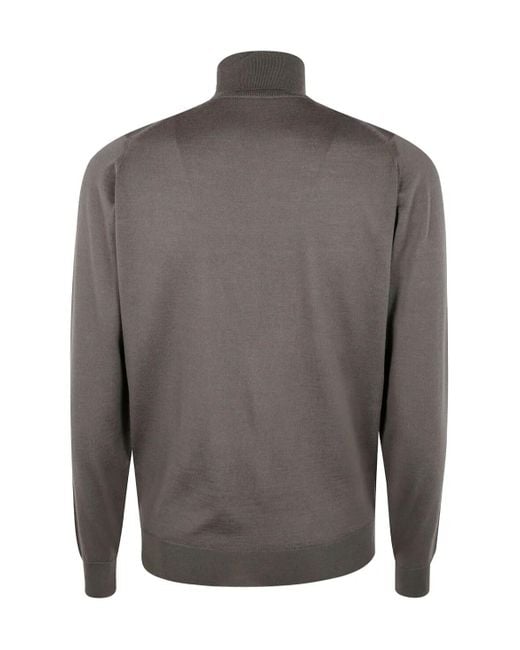 John Smedley Gray High-Neck Sweater for men