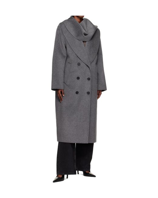 Rohe Gray Double-Sided Scarf Collar Coat