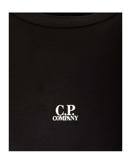 C P Company Black Logo Printed Crewneck T-Shirt for men
