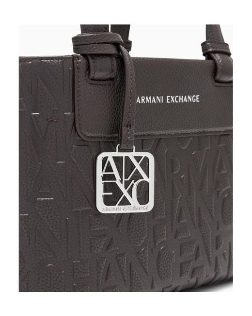 ARMANI EXCHANGE Black Tote Shopping Bag With Coated Belts