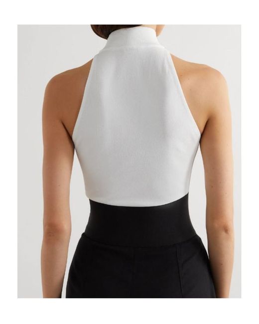 Alaïa White Alaïa High-Neck Sleeveless Bodysuit