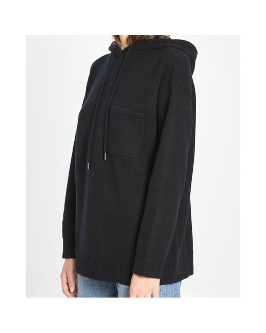 Max Mara Black Liana Drawstring Knitted Hoodie
