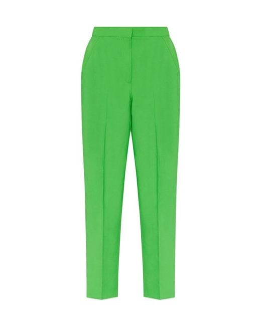 McQueen Green High Waist Straight Leg Trousers