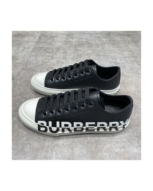 Burberry Black Logo Print Lace-Up Sneakers