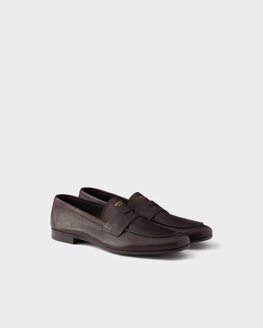 Prada Brown Leather Loafers for men