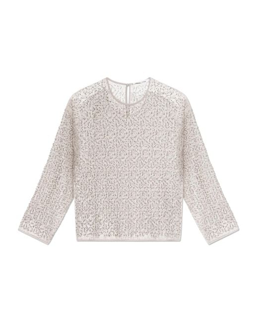Samsøe & Samsøe White Samally Beaded-Detail Top