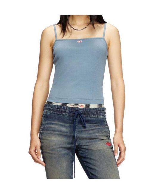 DIESEL Blue T-Hop-D Logo Embroidered Cami Top