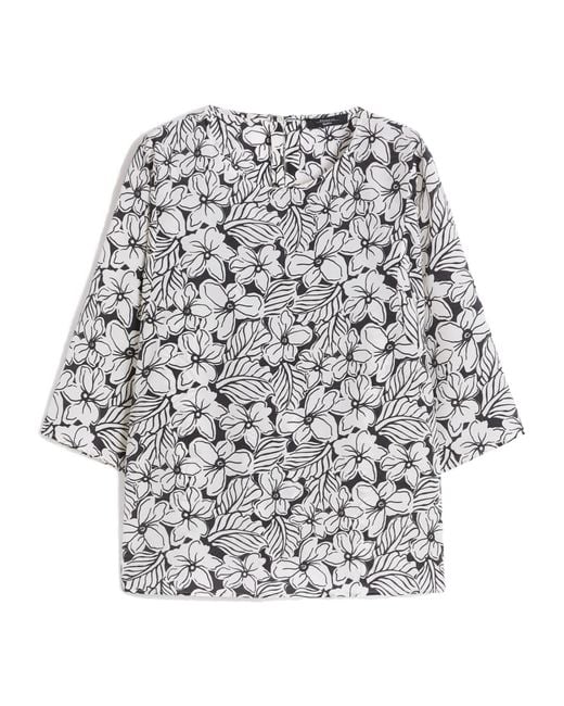 Weekend by Maxmara White Floral-Print Silk Blouse