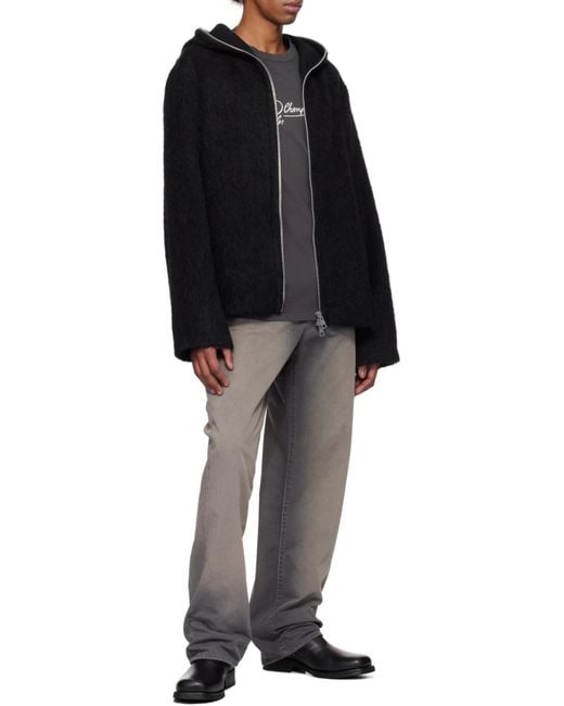Our Legacy Black Full Zip Hooded Sweater for men