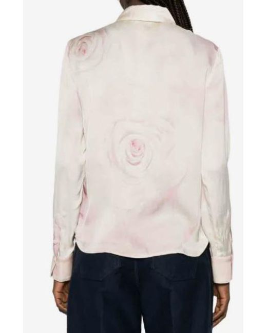 Blugirl Blumarine Pink Floral Print Button-Up Shirt