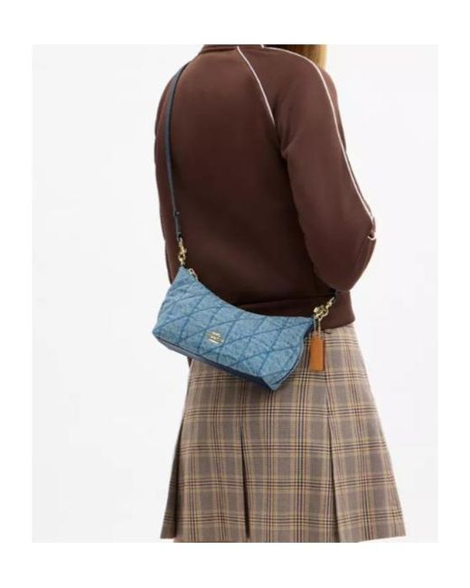 COACH Blue Caitlin Shoulder Bag With Quilting