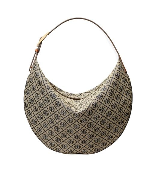 Tory Burch Gray T Monogram Balloon Bag