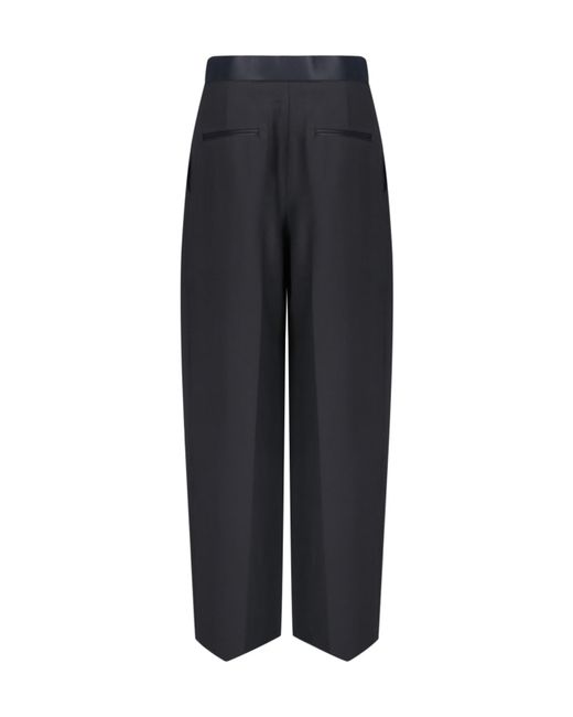 Khaite Blue Marine Low-Rise Wide-Leg Pants