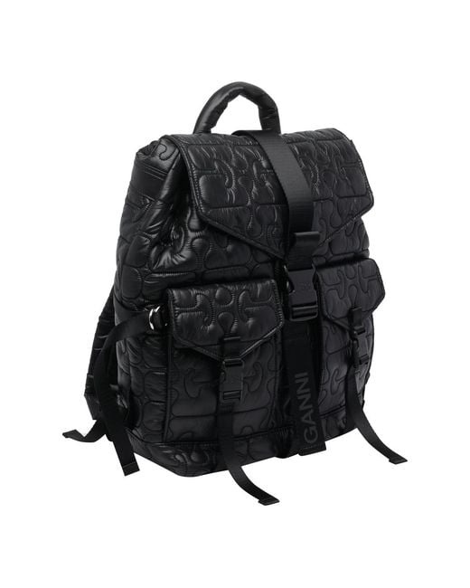 Ganni Black Quilted Backpack