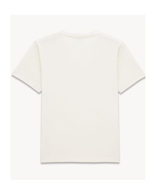Saint Laurent White Logo Patch Crewneck T-Shirt for men